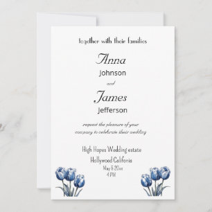 Delfter Blaue Tulpe, individuelle Hochzeitseinladu Einladung