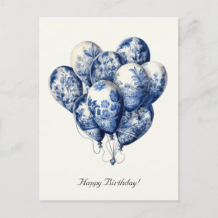 Delfter Blauwe Ballonnen, Alles Gute zum Geburtsta Postkarte