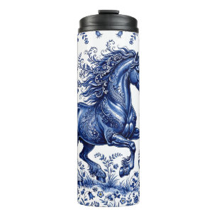 Delfter Delftware-Stil Friesenhengst auf der Wiese Thermosbecher