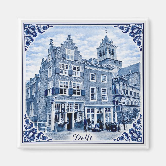 Delfter Häuser im Delft-Blau-Stil Magnet (Vorne)