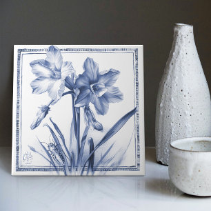Delfter Narcisse Wanddekoration Art Nouveau Aquare Fliese