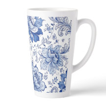 Delfter Stil Blau-Weiße Blüten Fantasievolle Fanta