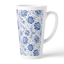 Delfter Stil Blau-Weiße Blüten Fantasievolle Fanta