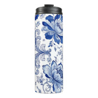 Delfter Stil Blau-Weiße Blüten Fantasievolle Fanta
