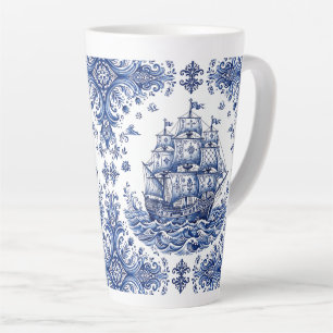 Delfter Stil Blau-Weißes Handelsschiff Milchtasse
