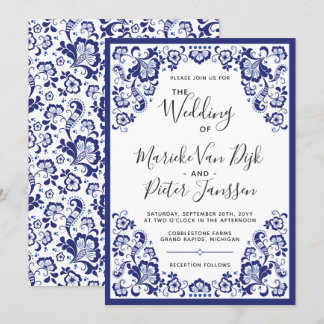 Delfts Blauw | Delft Blue Dutch Wedding Einladung