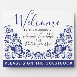 Delfts Blauw Delft Blue Dutch Wedding Welcome Fotoplatte