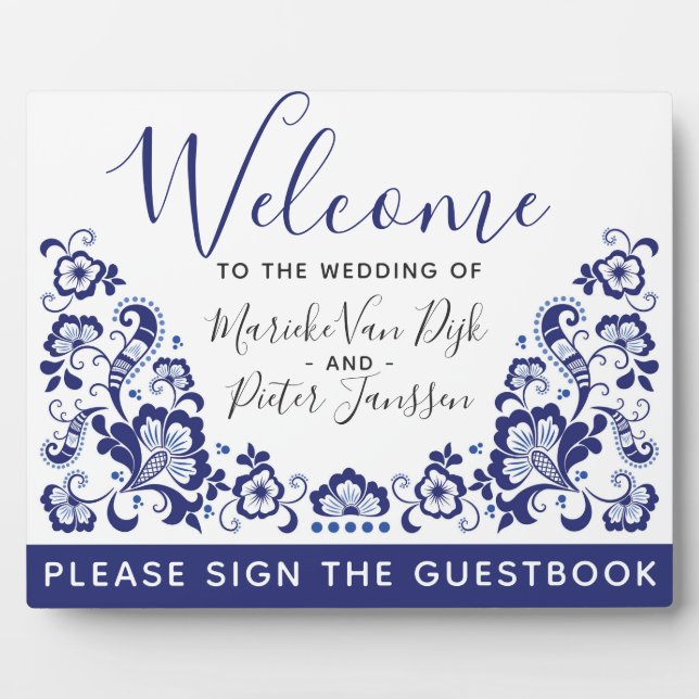 Delfts Blauw | Delft Blue Dutch Wedding Welcome Fotoplatte (Vorderseite)