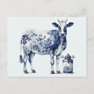 Delftware-Kuh und Milchkanne Postkarte