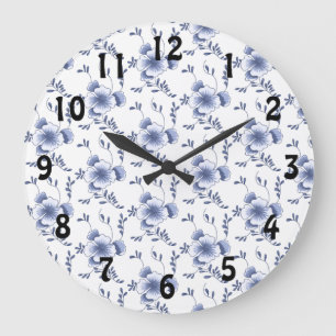Delftware Style Pansy Große Wanduhr