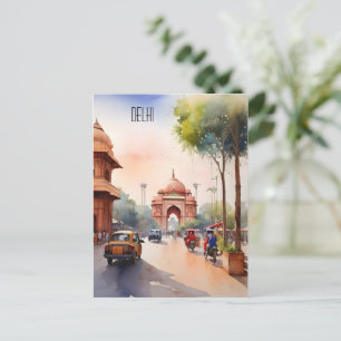 Delhi Aquarellkunst Postkarte