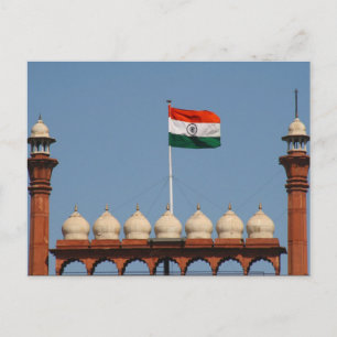 Delhi-Fort-Flagge Postkarte
