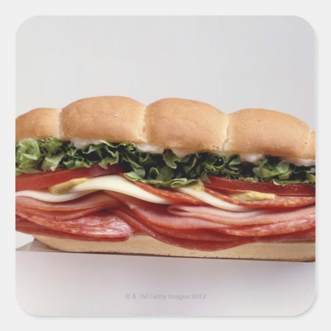 Deli Sandwich Quadratischer Aufkleber (Vorderseite)
