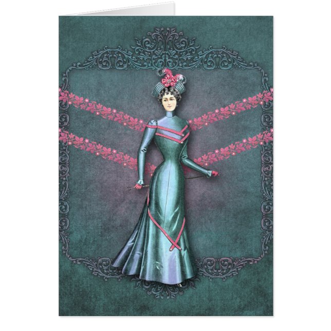 Delia: 1890s gehendes Kleid im Aqua und im Rosa (Vorne)