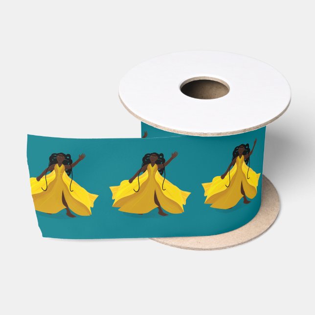 Delia in einem gelben Kleid Satinband (Spule)