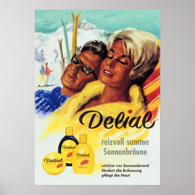 DELIAL Delightful Velvety Sun Tan Lotion German Poster (Vorne)