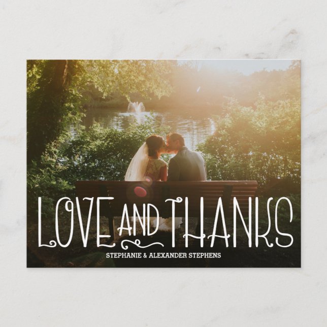 Délicat Amour et Merci Mariage Carte de remercieme (Devant)