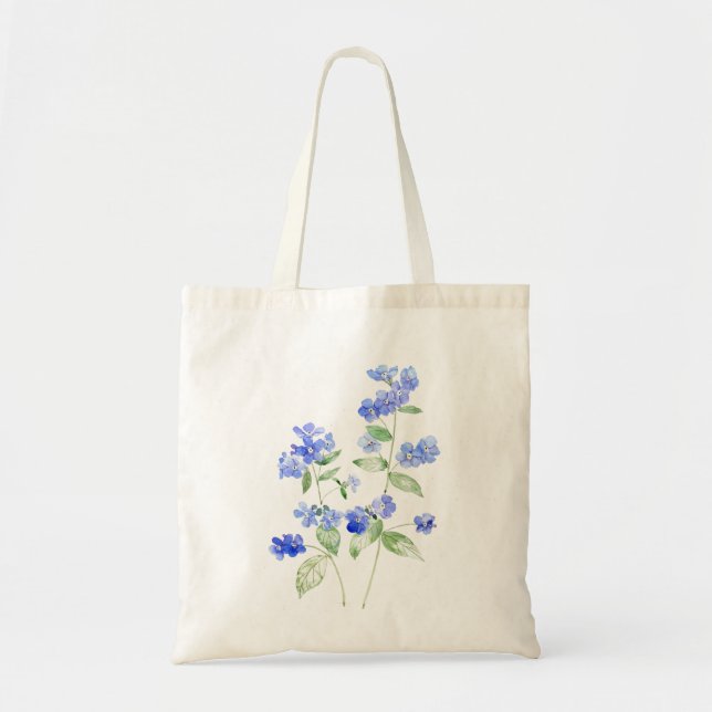 délicat bleu Brunnera fleurs sac fourre-tout fleur (Devant)