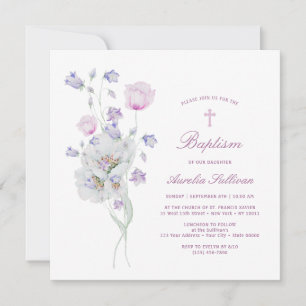 Délicat Bouquet Baptême Invitation