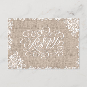 Délicat Burlap Dentelle Mariage rustique RSVP