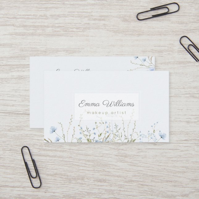 Délicat Carte de visite floral aquarelle (Devant/Arrière en situation)