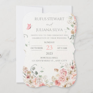 Délicat Faire-part de mariage floral Vintage