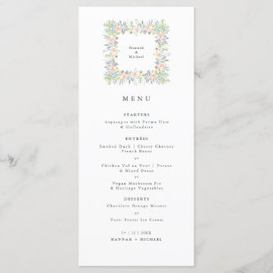 Délicat Floral aquarelle Mariage Menu petit déjeun