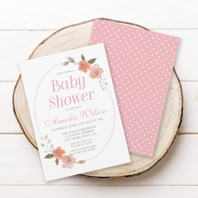 Délicat Floral Rose Baby shower Invitation (Créateur téléchargé)
