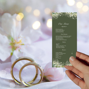 Délicat Floral sur le Mariage vert olive Menu