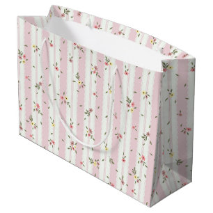 Délicat motif floral rose grand sac cadeau
