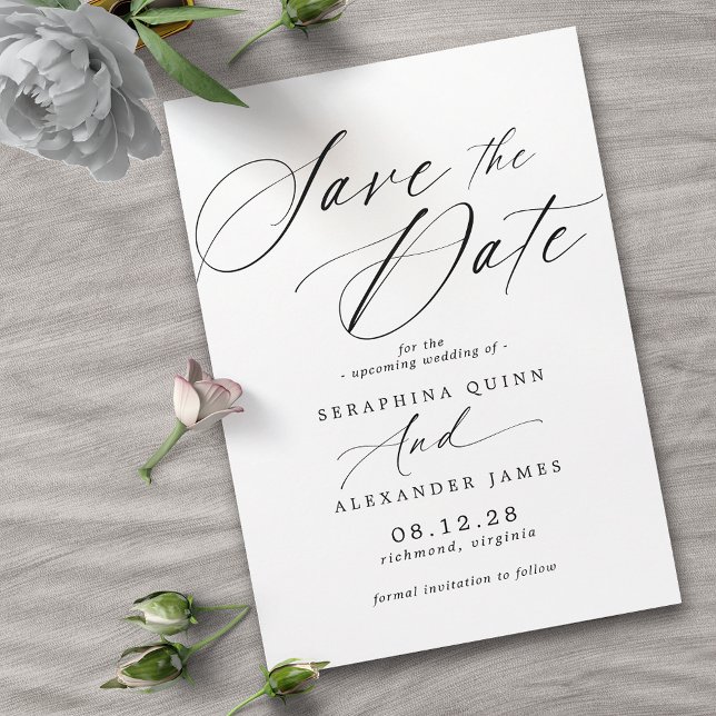 Delicate Airscript | Klassisch Schwarz und Weiß Save The Date (Von Creator hochgeladen)