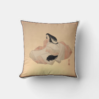 Delicate Ancient Japanese Print on Pillow Kissen