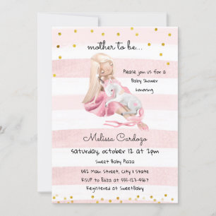 Delicate Ballerina and Unicorn Baby Shower  Einladung