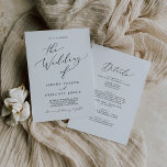 Delicate Black Calligraphy All In One Wedding Einladung<br><div class="desc">This delicate black calligraphy all in one wedding einladung is perfect for a modern wedding. Die romantic minimalist design feature lovely and elegant black typography on white background with a clean and simple look. Save paper by including the details on the back of the wedding einladung instead of on a...</div>
