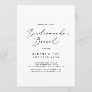 Delicate Black Calligraphy Bridesmaids Brunch Einladung