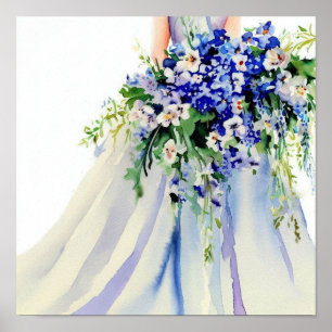 Delicate Blue, Bridal Cascading Bouquet 2, Poster