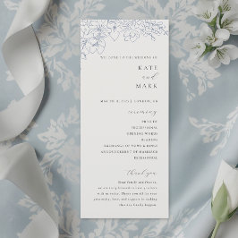 Delicate Blue Floral Wedding Programm
