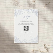 Delicate Blue Floral Wedding QR Code UAWG