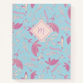 Delicate Blue Florals und Bows Notizbuch