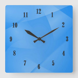 Delicate Blue Folds with Black Numbers Quadratische Wanduhr