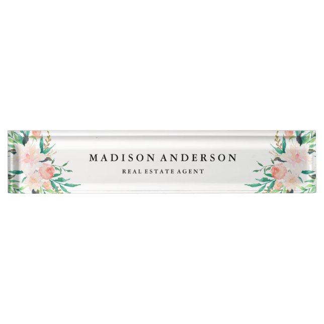 Delicate Bouquet Desk Name Plate Namensplakette (Vorderseite)