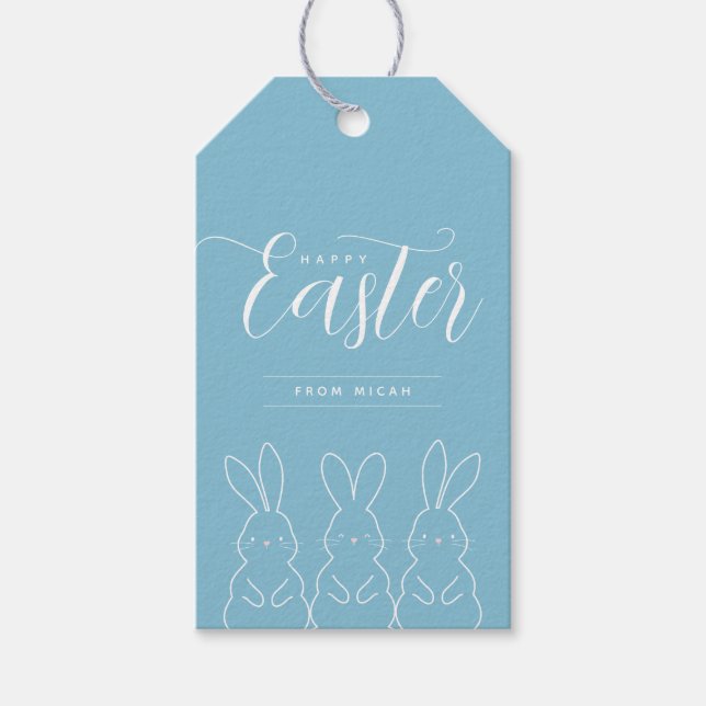 Delicate Bunnies Personalisierte Ostergeschenke Geschenkanhänger (Vorderseite)