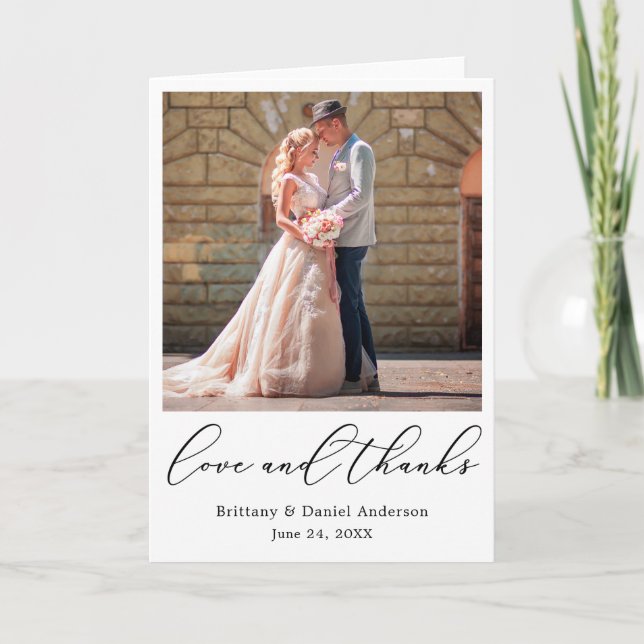 Delicate Calligraphie Amour et Merci Mariage Pold (Devant)