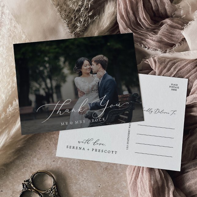 Delicate Calligraphy Dark Foto Overlay Vielen Dank Postkarte (Von Creator hochgeladen)