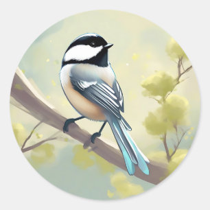 Delicate Chickadee Bird Runder Aufkleber