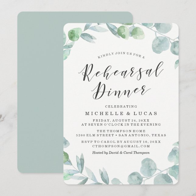 Délicate couronne | Invitation au dîner de répétit (Devant / Derrière)