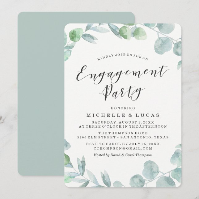 Délicate couronne | Invitation de la partie d'enga (Devant / Derrière)