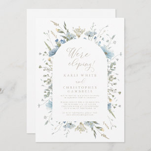 Delicate Dusty Blue Wildblumen Elopement Party Einladung