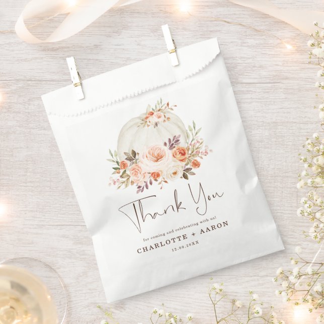 Delicate Fall Floral Pumpkin Hochzeit Vielen Dank Geschenktütchen (Ausgeschnitten)