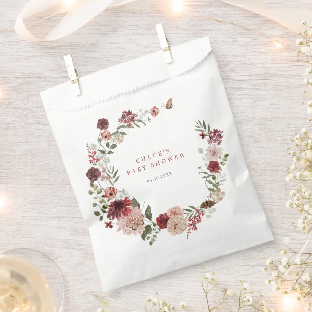 Delicate Fall Floral Wreath Baby Dusche Geschenktütchen (Ausgeschnitten)